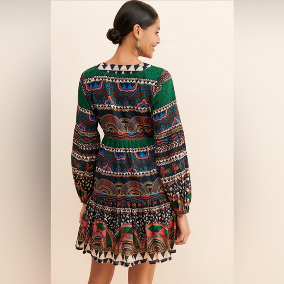 FARM Rio V-Neck Printed Tunic Dress Sz XS - Picture 2 of 3